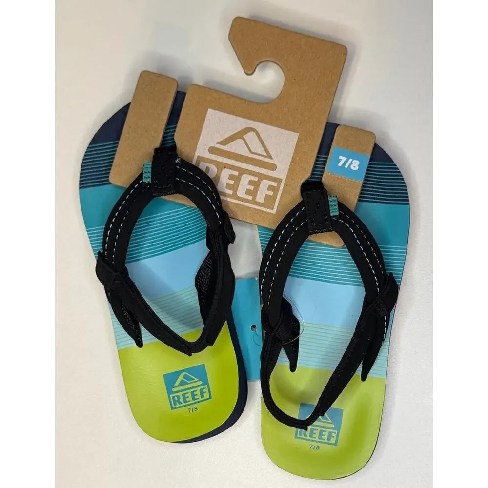 NWT Reef Little Ahi Boys Sandals in Aqua Green - Size 7/8